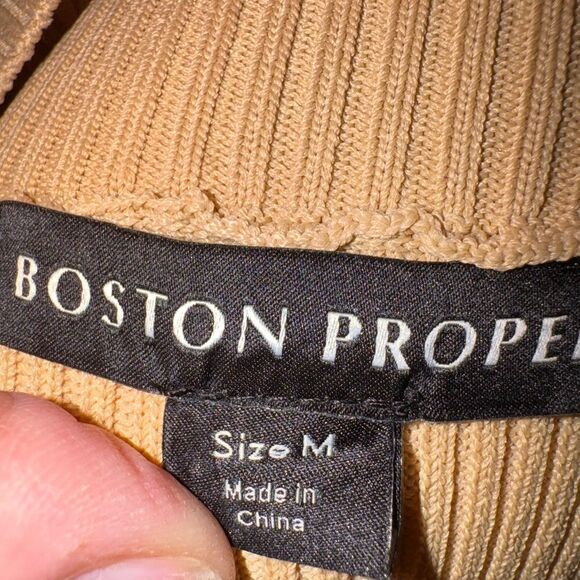 Ribbed camel colored brand new Boston Proper 3/4 zip w belle sleeves medium - Picture 9 of 9